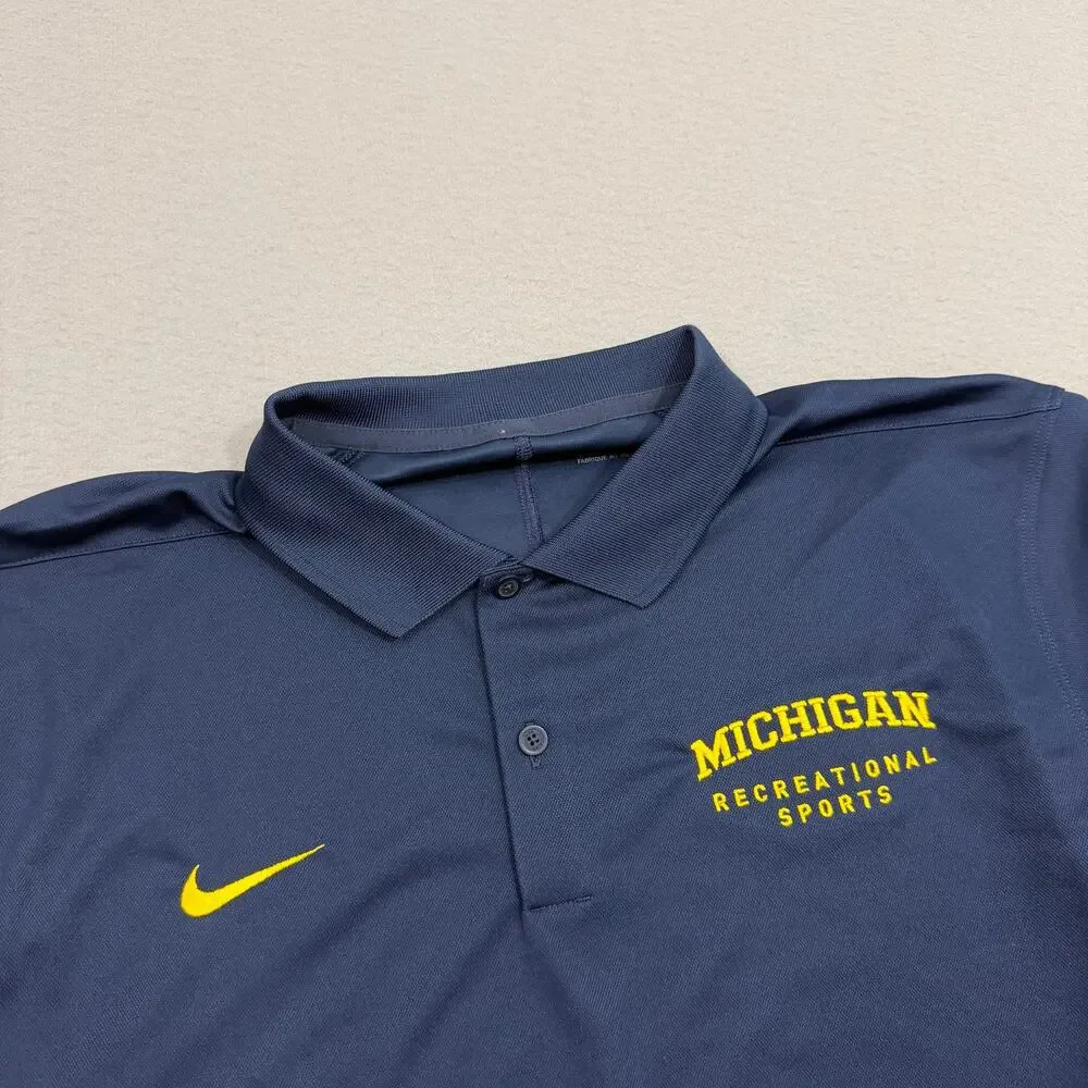 Nike Dri-FIT Michigan Recreational Sports Polo Shirt Medium Wolverines Blue NWOT